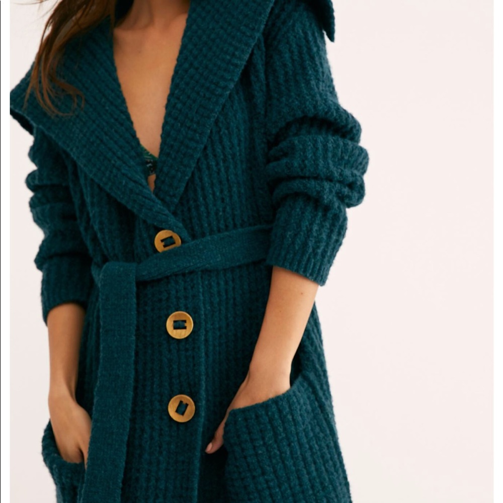 Free People Blue Taffy Sweater Cardi Large